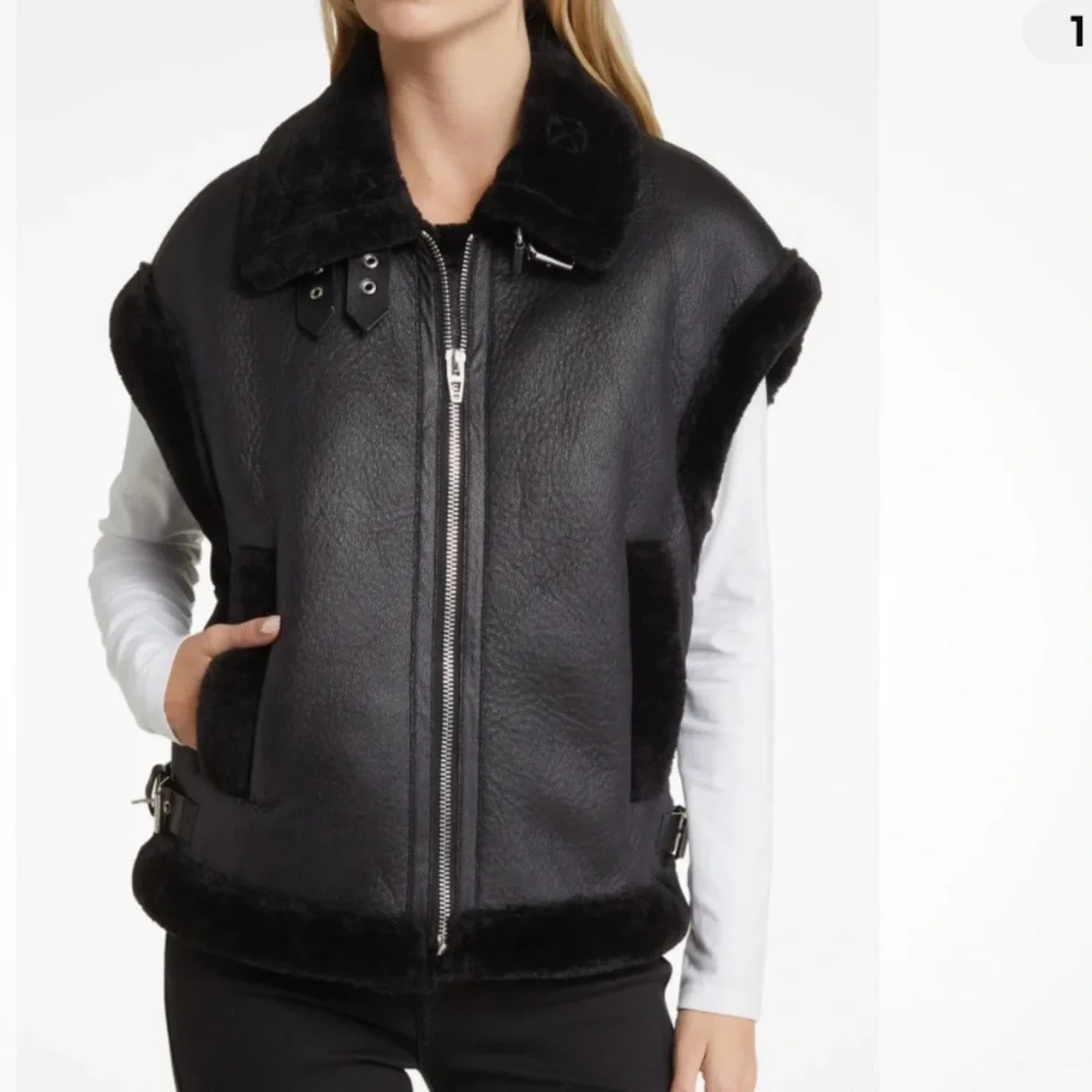 NEW BLANK NYC Black Sherpa Moto Vest retail $175 - Picture 5 of 11